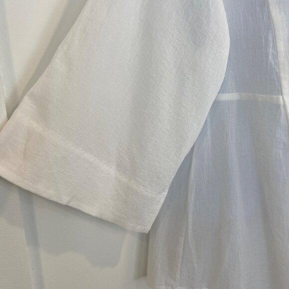 VINCE. White fine Cotton Tunic Top With 3/4 Sleeve & Mandarin Collar NWT size XS - Picture 3 of 16